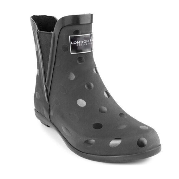 LONDON FOG Womens Rain Boot size 8 Polka Dot NEW #H681 - Picture 1 of 10
